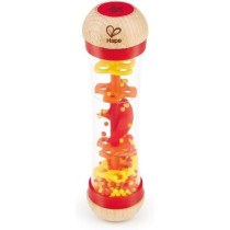 Hape Beaded Raindrops, Mini Wooden Musical Shake And Rattle Rainmaker Toy- Red Colour E0327