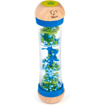 Hape Beaded Raindrops, Mini Wooden Musical Shake & Rattle Rainmaker Toy-Blue E0328