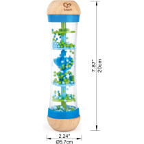 Hape Beaded Raindrops, Mini Wooden Musical Shake & Rattle Rainmaker Toy-Blue E0328