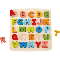 Hape Chunky Alphabet Puzzle,  Learning And Educational Puzzle Toy Board, Alphabet Shape Puzzles For Kids