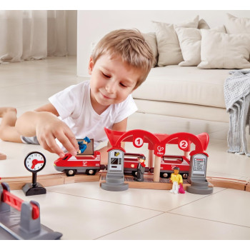 Hape Busy City Rail Set, 51 Pcs Pretend Play Railway Set For Kids