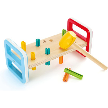 Hape Rainbow Pounder, Pounding Bench Wooden Toy With Hammer