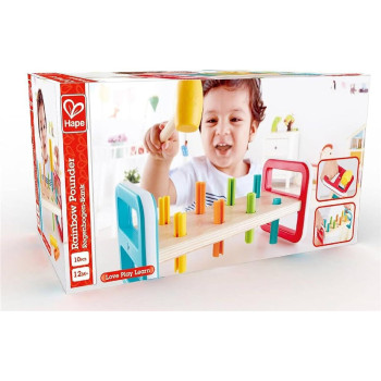 Hape Rainbow Pounder, Pounding Bench Wooden Toy With Hammer
