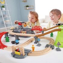 Hape Railway Bucket Builder Set, City-Themed Wooden Railway Train Track Toy Set And Accessories With Storage Box