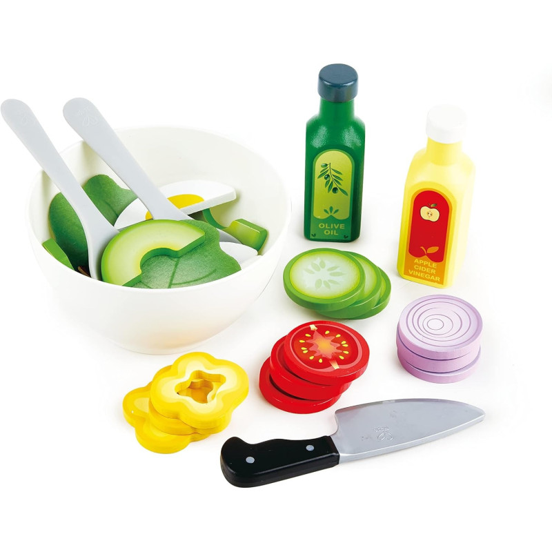 Hape Healthy Salad Playset, 39-Piece Play Salad Set With Utensils And Ingredients For Pretend Play