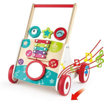 Hape My First Musical Walker Learning Walker, Push And Pull Toy Baby Walker Trainer With Music Box And Activity Toy