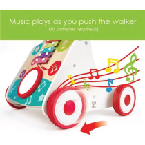 Hape My First Musical Walker Learning Walker, Push And Pull Toy Baby Walker Trainer With Music Box And Activity Toy