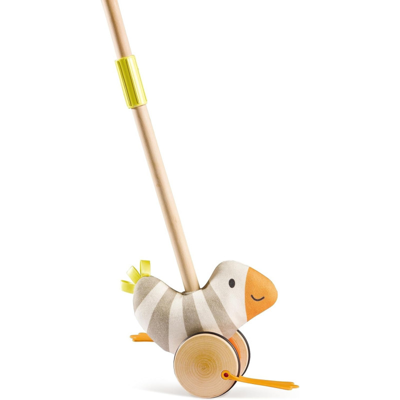 Hape Flappy Bird, Push Pull Along Toy, With Detachable Stick And Soft Rubber Wheels, Wooden Toys For Walking Toddlers
