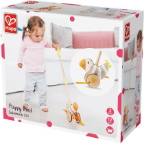 Hape Flappy Bird, Push Pull Along Toy, With Detachable Stick And Soft Rubber Wheels, Wooden Toys For Walking Toddlers
