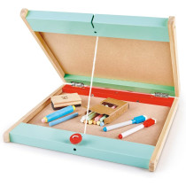 Hape Store And Go Easel, Folding Double-Sided Tabletop Blackboard And Whiteboard With Chalks, Markers And Other Art Accessories
