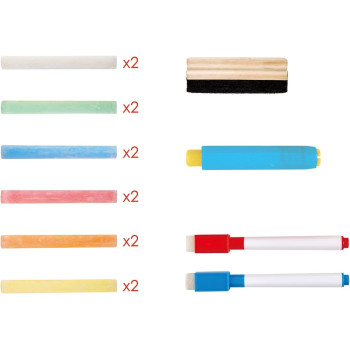 Hape Store And Go Easel, Folding Double-Sided Tabletop Blackboard And Whiteboard With Chalks, Markers And Other Art Accessories