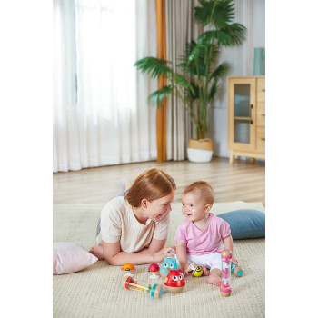 Hape Stay-Put Rattles Infant Toys, Cute And Bright Colours E0110