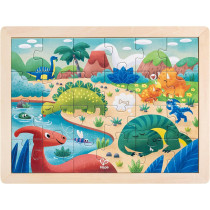 Hape Dino Puzzle, Educational Double Sided Colouring Jigsaw Puzzle For Kids, 24 Piece