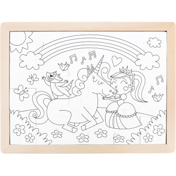 Hape Unicorn Friends Puzzle, Educational Double Sided Colouring Jigsaw Puzzle For Kids, 24 Piece