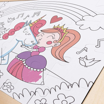 Hape Unicorn Friends Puzzle, Educational Double Sided Colouring Jigsaw Puzzle For Kids, 24 Piece