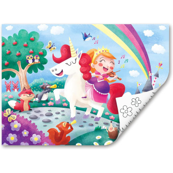 Hape Unicorn Friends Puzzle, Educational Double Sided Colouring Jigsaw Puzzle For Kids, 24 Piece