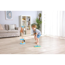Hape Clean Up Broom Set Cleaning Playset, Broom, Mop, Dustpan, Duster, Towel And Stand, Activity Role Play Set- 6 Pcs