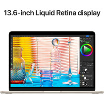 Apple 13.6-inch Macbook Air M2 chip with 8-core CPU and 10-core GPU, 256 GB SSD, Starlight English MLY13 1 Year Warranty