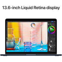 Apple 13.6-inch Macbook Air M2 chip with 8-core CPU and 10-core GPU, 512 GB SSD, Midnight English MLY43, 1 Year Warranty