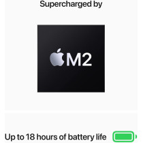 Apple 13.6-inch Macbook Air M2 chip with 8-core CPU and 10-core GPU, 512 GB SSD, Midnight English MLY43, 1 Year Warranty