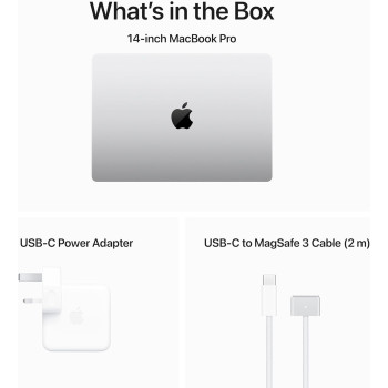 Apple 14 Inch Macbook Pro, Apple M3 chip with 8-core CPU and 10-core GPU, 16 GB, 1 TB SSD, Sliver, English MXE13 1 Year Warranty