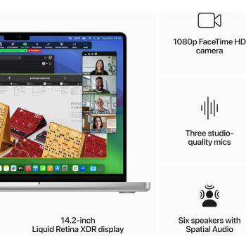 Apple 14 Inch Macbook Pro, Apple M3 chip with 8-core CPU and 10-core GPU, 16 GB, 1 TB SSD, Sliver, English MXE13 1 Year Warranty