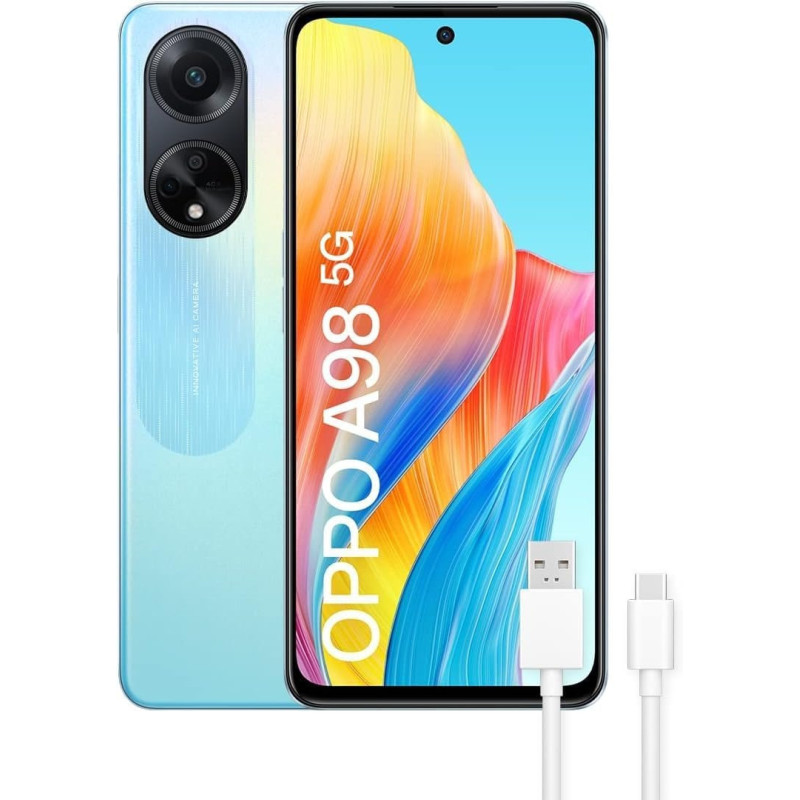 Oppo A98 Dual Sim 6.72 Inch Smartphone 256GB Rom, 8GB RAM, Dreamy Blue