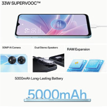 Oppo A78 5G Dual Sim 6.56 Inch Smartphone 128GB Rom, 8GB RAM, 5000MAH Long Lasting Battery, Fingerprint And Face Recognition, 5G Android Phone, Glowing Blue