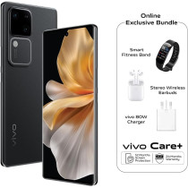 Vivo V30 5G Noble Black, 24GB RAM, 512GB Rom, Slimmest 3D Curved 1.5K Amoled 120HZ Display, 50MP AF Group Selfie, Aura Light Ois