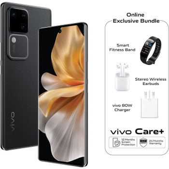 Vivo V30 5G Noble Black, 24GB RAM, 256Gb Rom, Slimmest 3D Curved 1.5K Amoled 120HZ Display, 50MP AF Group Selfie, Aura Light Ois