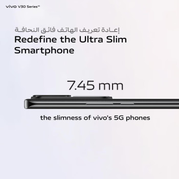 Vivo V30 5G Noble Black, 24GB RAM, 256Gb Rom, Slimmest 3D Curved 1.5K Amoled 120HZ Display, 50MP AF Group Selfie, Aura Light Ois