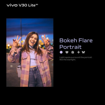 Vivo V30 Lite 5G Crystal Black, 24GB RAM, 256GB Storage, 120HZ Amoled Display, Dual Stereo Speaker, 80W Charger