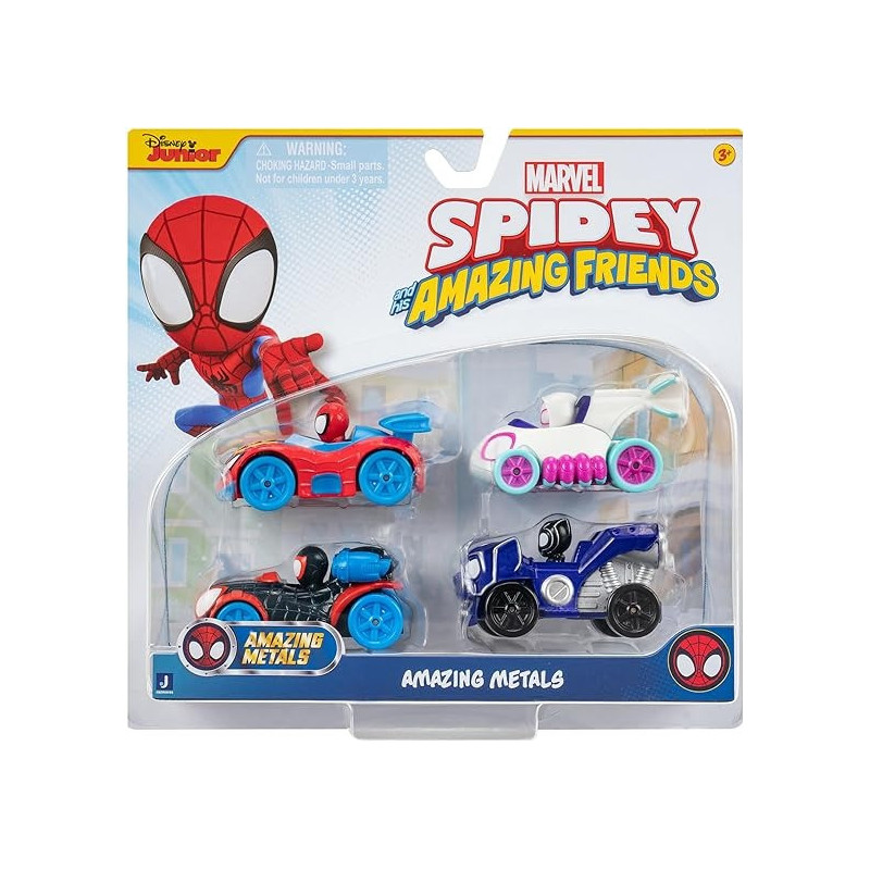 Spidey and His Amazing Friends Amazing Metals 4 Pack Die Cast Vehicles, SNF0200