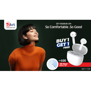 QCY T29 Ailybuds Lite Truly Wireless Earbuds With Bionic Arc Design,Strong 5.3 Bluetooth Connection, 28 Hours Battery Life, & 68 ms Low Latency (White)