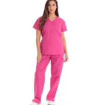 Generic Rose Pink Y-Neck Scrubsuit Set For Women