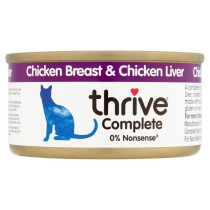 Thrive 75g Complete Chicken and Chicken Liver Wet Cat Food, Pack of 12