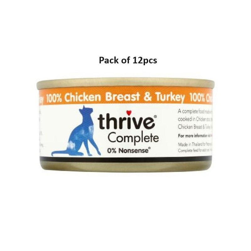 Thrive 75g Complete Chicken and Turkey Wet Cat Food, Pack of 12