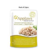 Applaws 70g Chicken with Lamb in Jelly Adult Wet Cat Food Pouch, Pack of 12