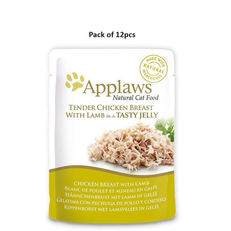Applaws 70g Chicken with Lamb in Jelly Adult Wet Cat Food Pouch, Pack of 12