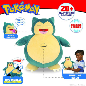 Pokemon Snooze Action Snorlax Plush 10-Inch PKW0027