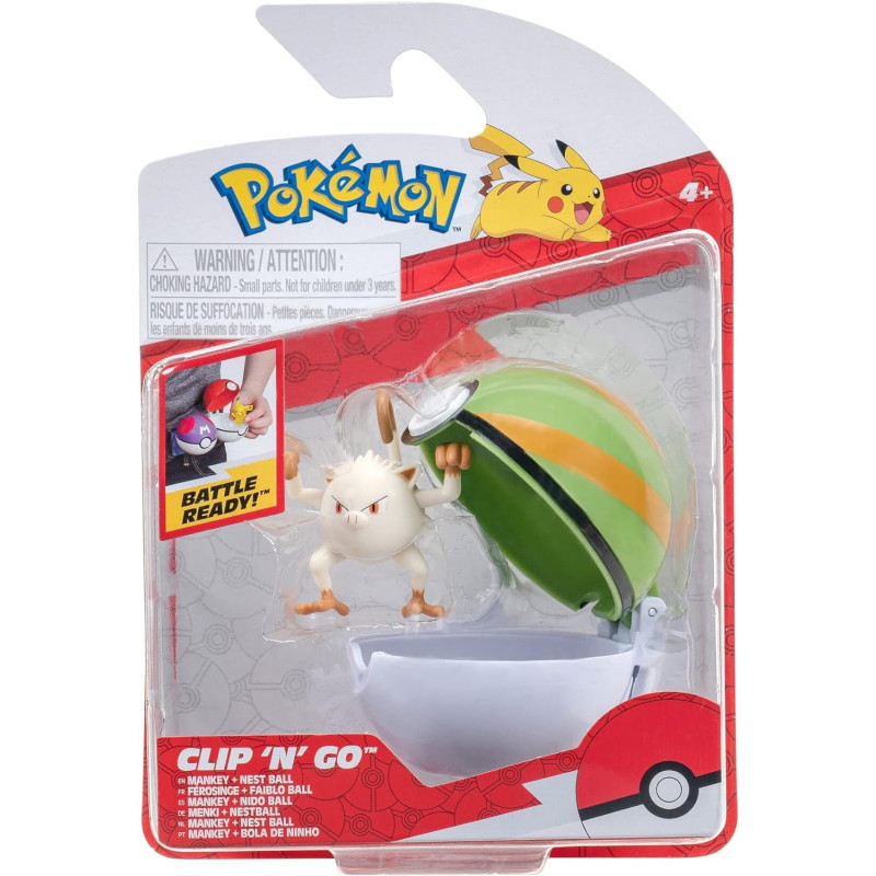 Pokemon Clip 'N Go Mankey And Nest Ball Pkw3136