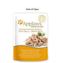 Applaws 70g x 12pcs Chicken with Beef in Jelly Adult Wet Cat Food Pouch