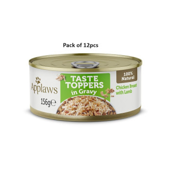 Applaws 156g Taste Toppers in Gravy Chicken with Lamb Wet Dog Food Tin, Pack of 12