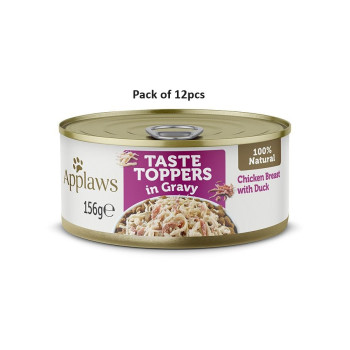 Applaws 156g Taste Toppers in Gravy Chicken with Duck Wet Dog Food Tin, Pack of 12