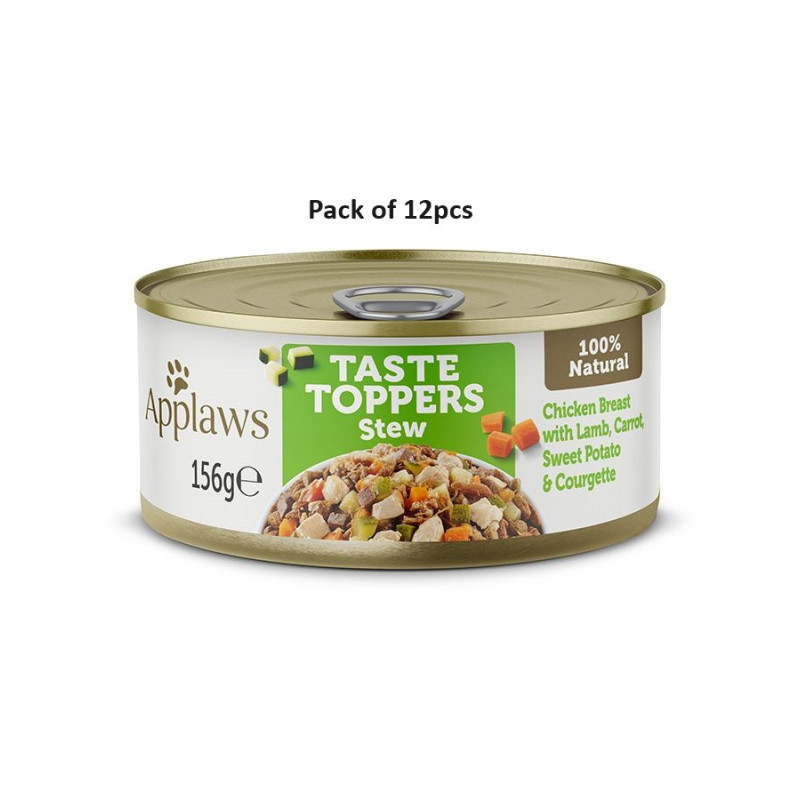 Applaws 156g Taste Toppers Stew Chicken with Lamb and Vegetables Wet Dog Food Tin, Pack of 12