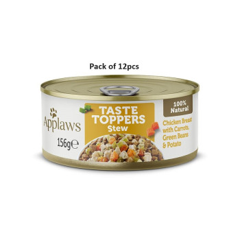 Applaws 156g Taste Toppers Stew Chicken with Vegetables Wet Dog Food Tin, Pack of 12