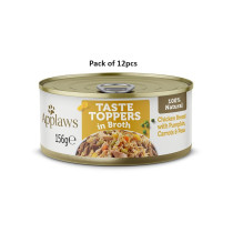 Applaws 156g Taste Toppers in Broth Chicken with Vegetables Wet Dog Food Tin, Pack of 12
