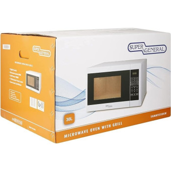 Super General 30 Liter Compact Counter-Top Microwave Oven, Digital Control, SGMM-935-DGW, White / Black Colour