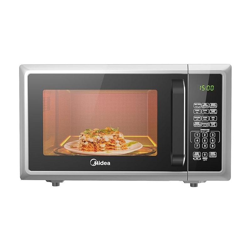 Midea 25L Microwave Oven With Digital Touch Control, 900W Power, Child-Safety-Lock, 10 Power Levels, Led Display With+30S Express Start, Grilling Roasting And Cooking Functions, EM925A2GU-Sl