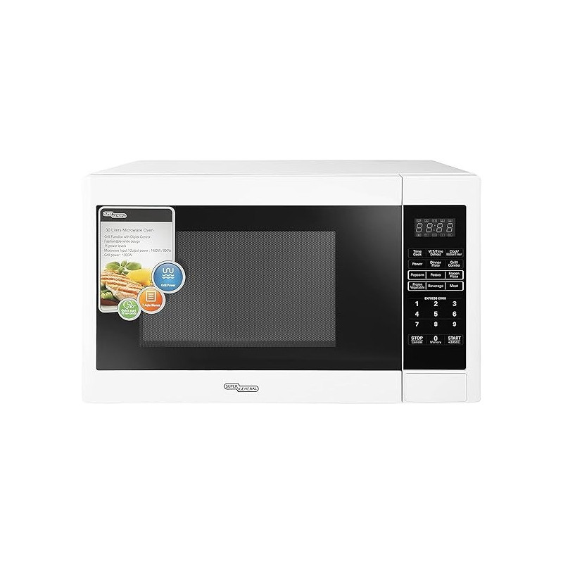 Super General 30 Liters Digital Microwave Oven With Grill, White, SGMM-935-DGW